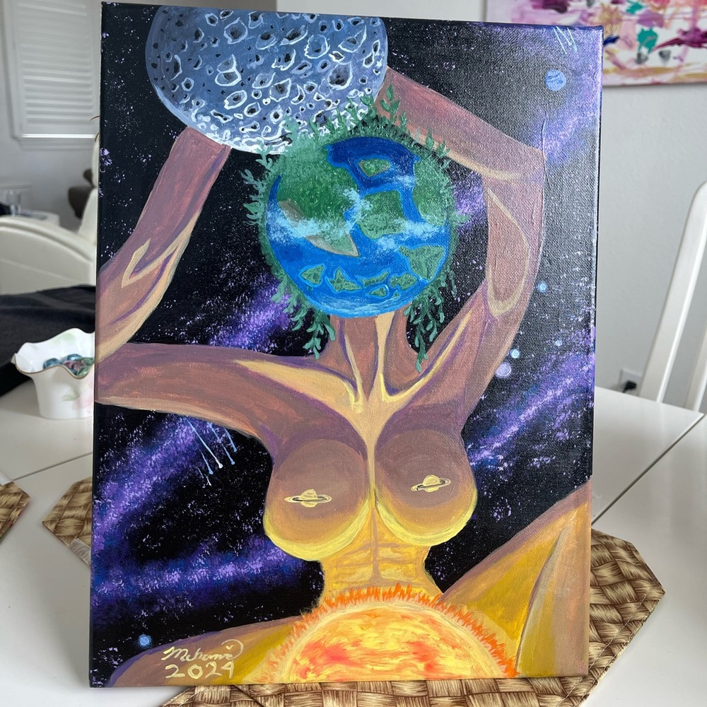 Original Art hand painting Celestial Nexus: Earth’s Essence